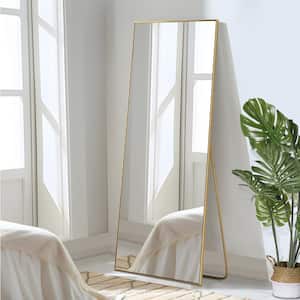 24 in. W x 69 in. H Modern Rectangle Metal Framed Gold Full Length Floor Mirror Standing Mirror