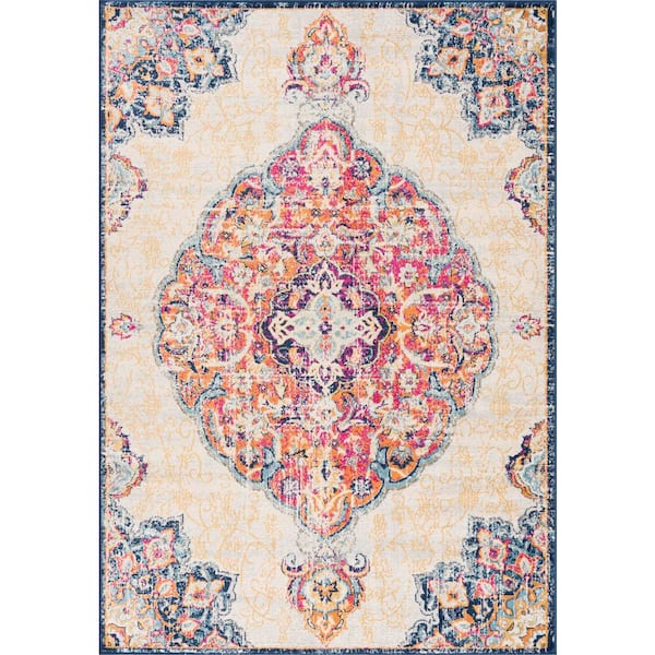 Savannah 2' x 2' (Exact Size: 2'3" x 2') South-Western Indoor Doormat Rug, Beige Rust, Modern