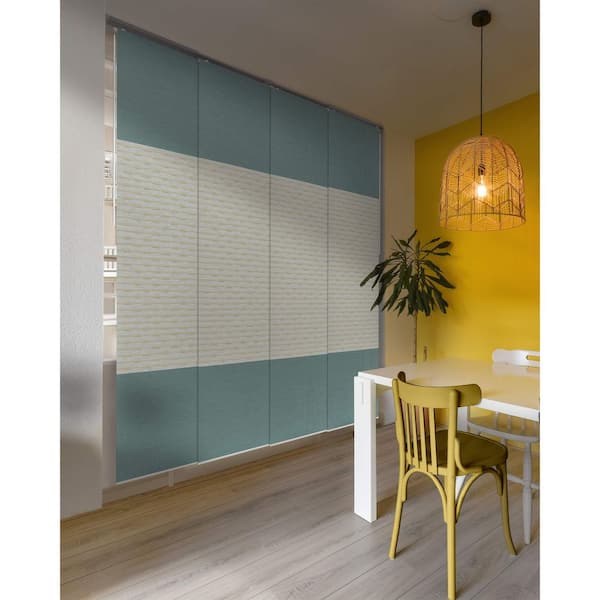 Fern Stitch Cordless 99.99% Blackout Adjustable Sliding Window Panel Track with 23 in. Slats Up to 86 in. W x 96 in. L