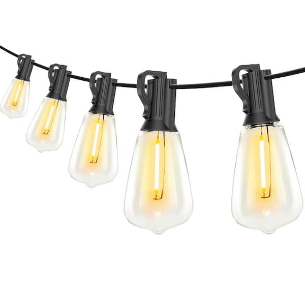 25-Light 50 ft. Indoor/Outdoor Plug-In Integrated LED Fairy String-Light, ST38 LED Bulbs E12 2700K Lighting 2 Pack
