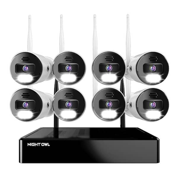 Night Owl BTWN8 Series 10-Channel 4K Wireless NVR Security System with 1 TB HardDrive and (8) 4K Wi-Fi IP Spotlight Audio Cameras