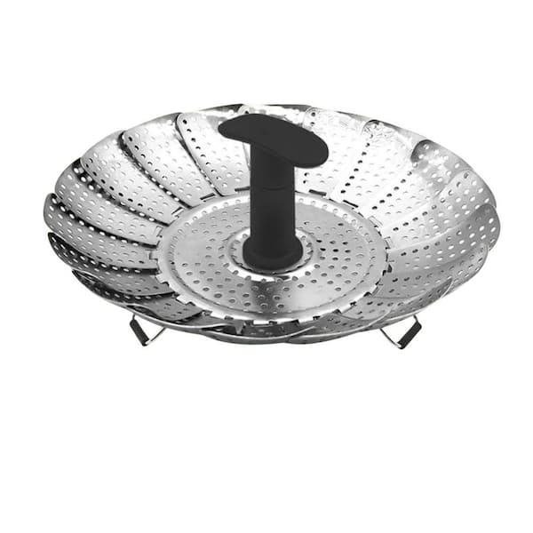 Stainless Steel Green Folding Expandable Steamer Basket Multi-Functional with Handle Easy Clean for Kitchen