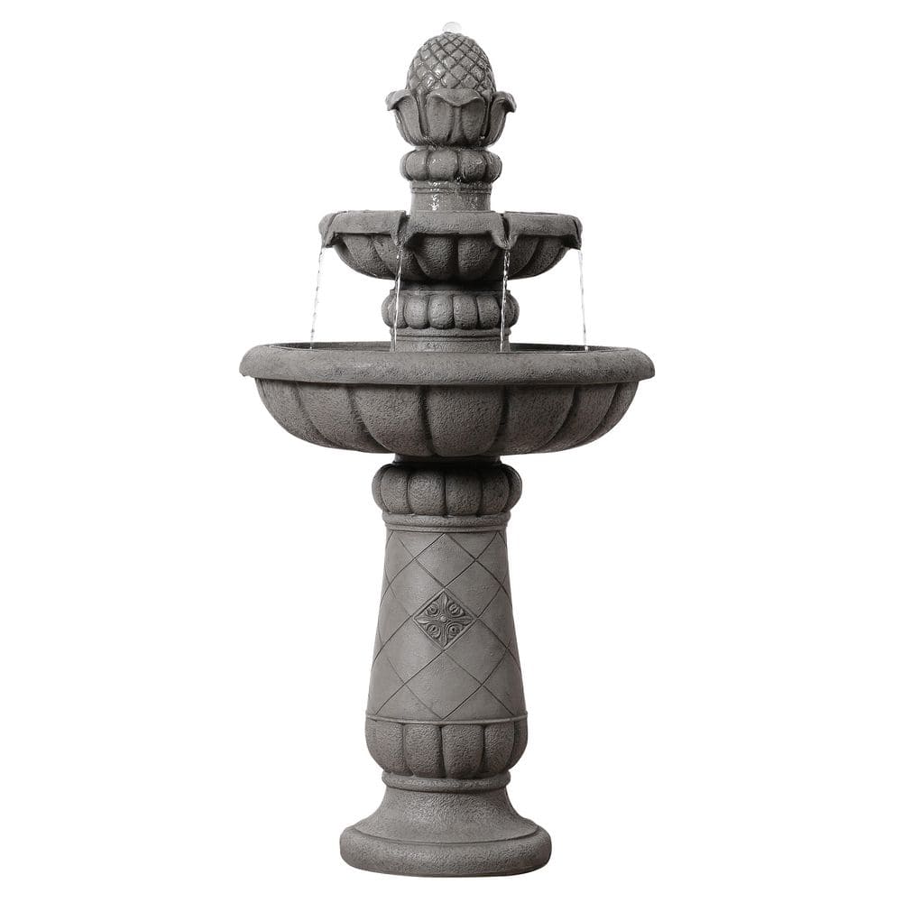 36.2 in. Plug-In Polyresin Tiered Fountain with Adjustable Flow and Weather-Resistant Light Gray Finish price history on PriceWatchPro