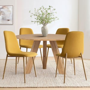 Linen Dining Chair with Oak Metal Legs (Set of 4)