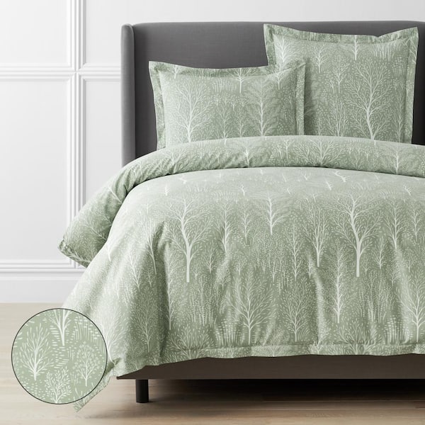 The Company Store Legends Hotel Misty Grove Sage Twin Wrinkle-Free Sateen Duvet Cover