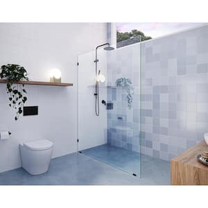 55 in. x 78 in. Frameless Fixed Shower Door in Matte Black without Handle
