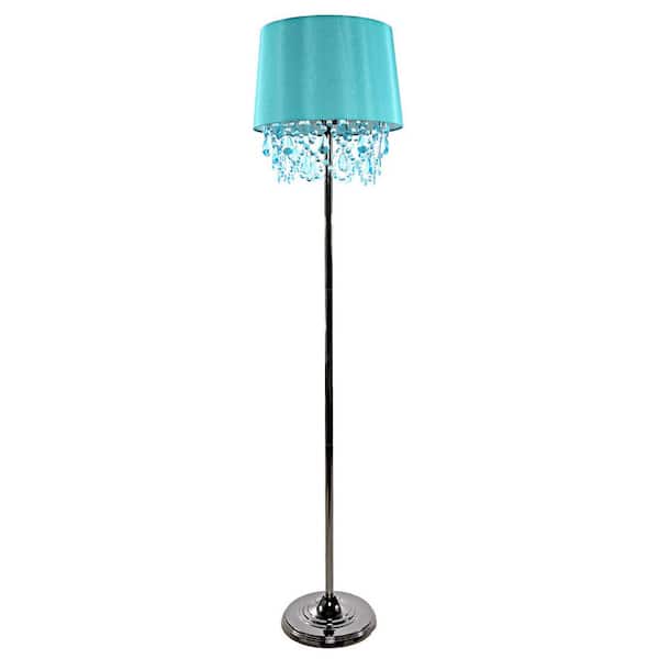 River of Goods Poetic Wanderlust by Tracy Porter 61 in. Blue Floor Lamp with Alisal Satin Shade and Cascading Crystals