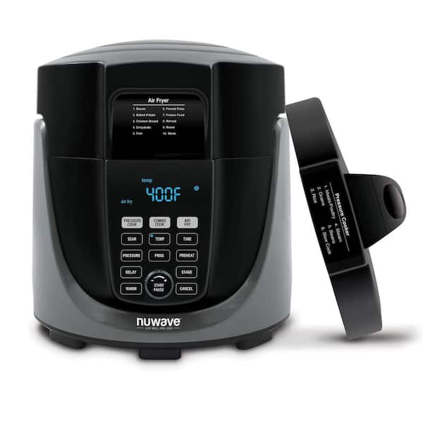 NUWAVE Duet Pressure Air Fryer, Combo Cook Technology, Removable Pressure  and Air Fry Lids, 6QT Stainless Steel Pot, Stainless Steel Reversible Rack  