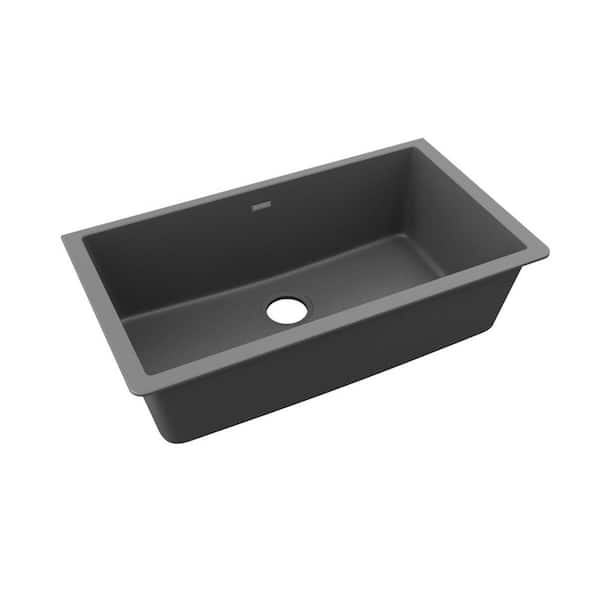 Elkay Quartz Classic 33 in. Undermount Single Bowl Graphite Granite/Quartz Composite Kitchen Sink Only