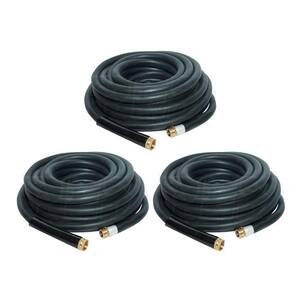 0.75 in. Dia x 75 ft. Industrial Rubber Garden Water Hose with Brass Fittings (3-Pack)