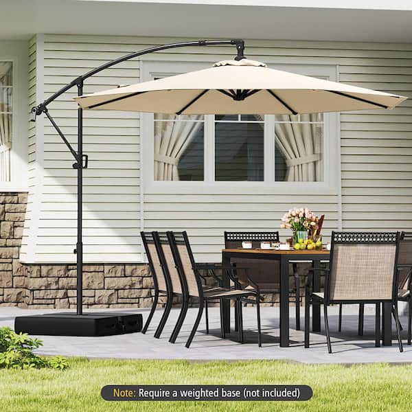 10 ft. Outdoor Cantilever Patio Umbrella Fade Resistant and UV Resistant with Infinite Tilt-Beige