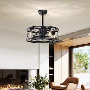 20 in. Indoor/Outdoor Matte Black Industrial Style Cage Ceiling Fan with Remote Included and AC Reversible Motor