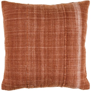 Mud Cloth Red Woven Down Fill 18 in. x 18 in. Decorative Pillow