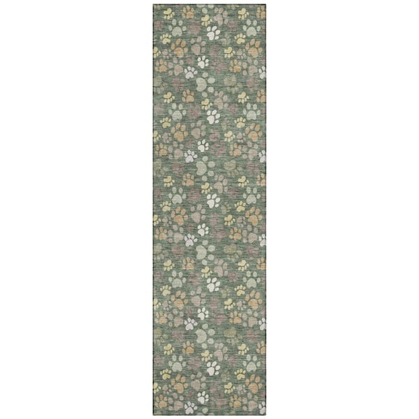 Chantille Machine Washable Indoor/Outdoor Abstract ACN3061 Basil 2 ft. x 7 ft. Runner Rug