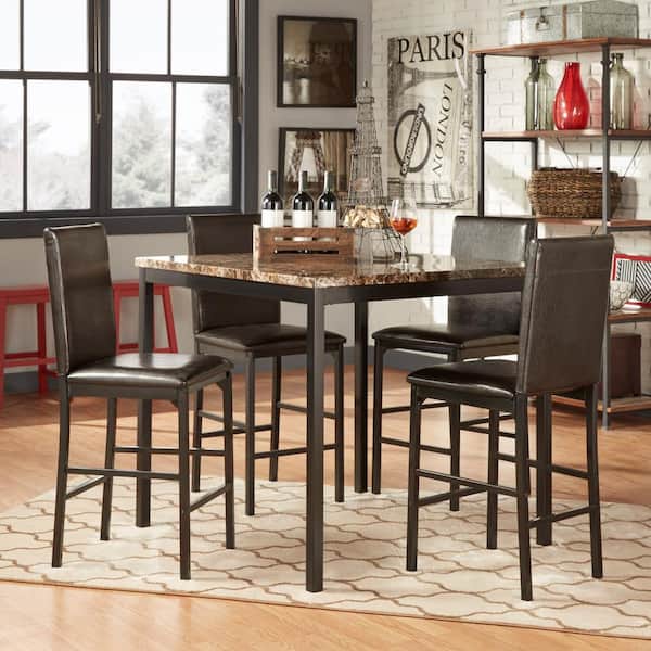 HomeSullivan 40 in. Black Metal Upholstered Counter Height Chairs (Set Of 4)