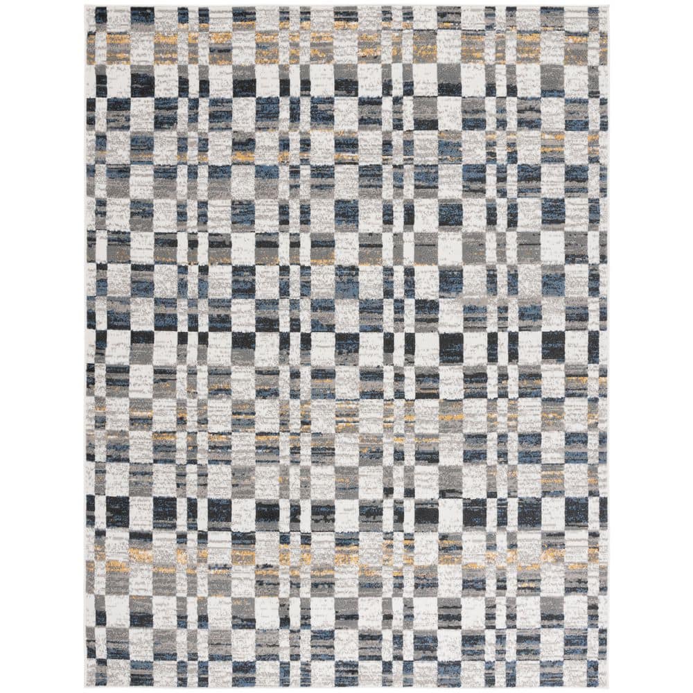 Pyramid 8 ft. x 10 ft. Ivory/Gray Navy Geometric Checkered Abstract Area Rug price history on PriceWatchPro