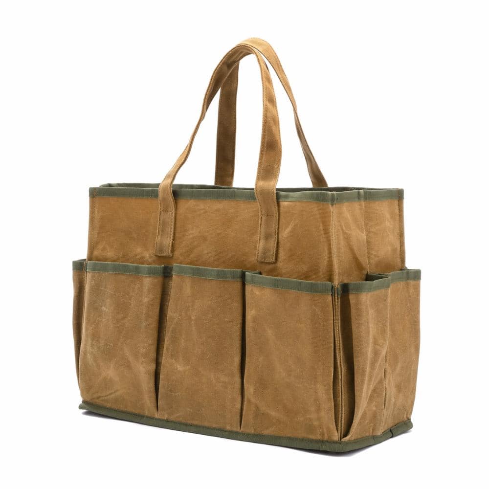 16 oz Khaki Waxed Canvas Tool Tote Bag with 10 Exterior Pockets and Large-Capacity Garden Tool Storage price history on PriceWatchPro