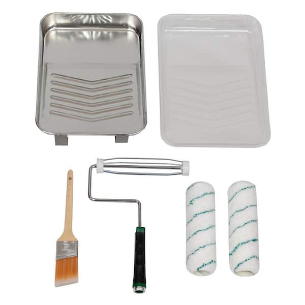 PRIVATE BRAND UNBRANDED 6-Piece Plastic Tray/High-Density Polyester Knit  Paint Applicator Kit HD RS 601 SP - The Home Depot