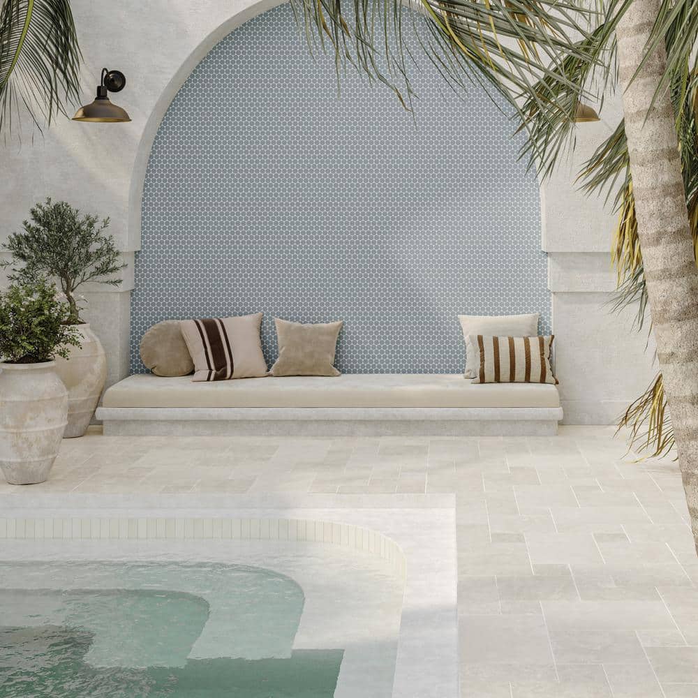 Misty Blue 2x2 Matte Porcelain Penny Round Mosaic Tile