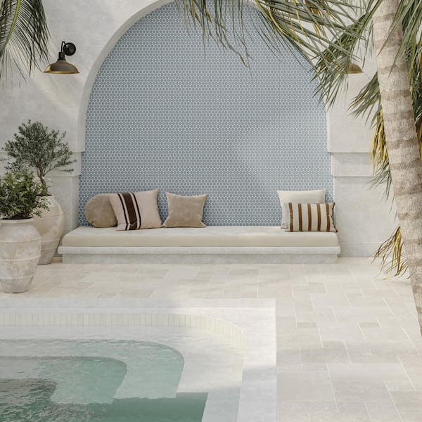 Marin Circle 2 in. x 2 in. Matte Misty Blue (Light Blue) Porcelain Mosaic Tile (8.61 sq. ft./Case)