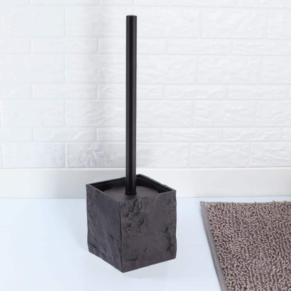 Black Stone Effect Polyresin Bathroom Accessory Set, 4 Pieces