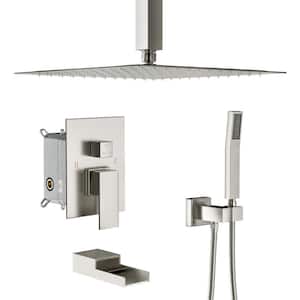 Single Handle 3-Spray High Pressure Tub and Shower Faucet with 360° Swivel in Brushed Nickel Valve Included