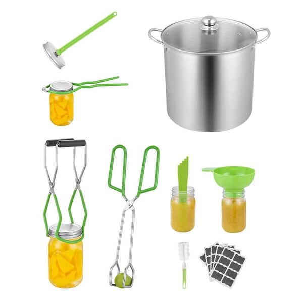 Canning Supplies Starter Kit, 9-Pieces Corrosion Resistant Food Storage, Canning Tools Set Pot, Rack, Lid, Funnel, Tongs