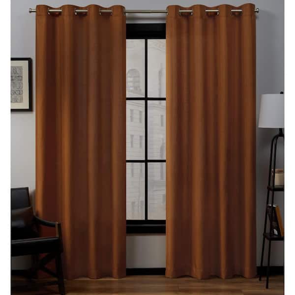 EXCLUSIVE HOME Terracotta Linen Grommet Room Darkening Curtain - 54 in. W x 96 in. L (Set of 2)