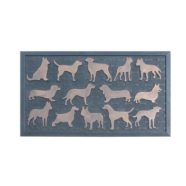 A1 Home Collections First Impression Dogs Mat Black/Copper 30 in. x 18 in. Rubber Beautifully Hand Finished, Non-Slip Heavy Door Mat