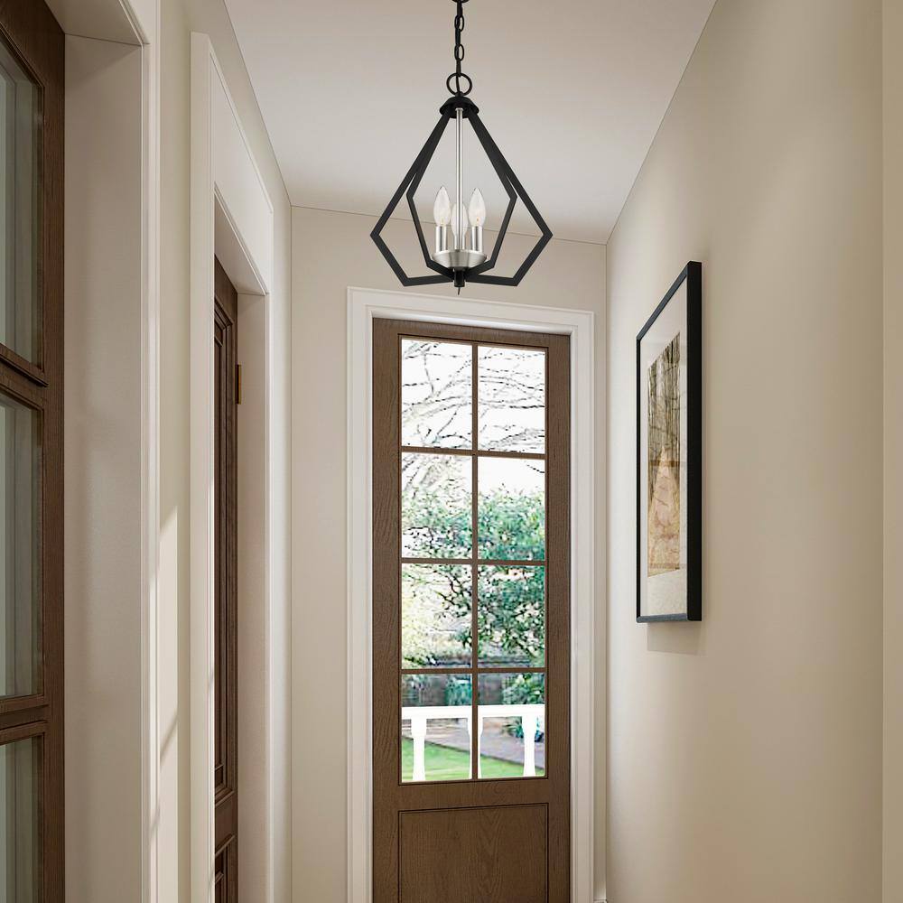 Prism 3-Light Black Brushed Nickel Mini Chandelier for Indoor/Outdoor