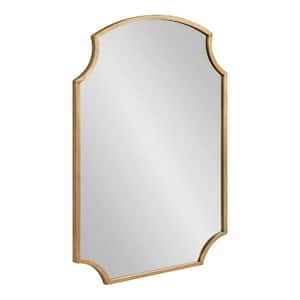 Carlow 30.00 in. H x 20.00 in. W Scalloped Metal Framed Gold Mirror