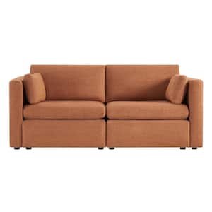Rhea 79 in. Straight Arm Fabric Straight Modular Sofa in Orange