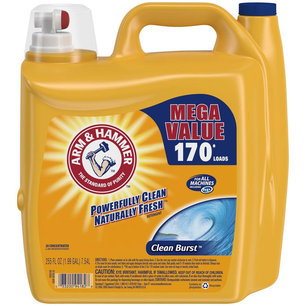 Arm and Hammer 255 oz. HE Clean Burst Liquid Laundry Detergent 94182