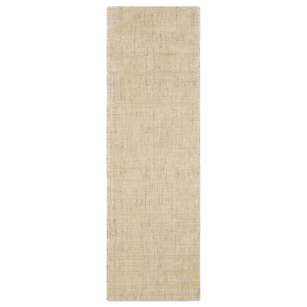 2 ft. x 8 ft. Beige Striped Washable Area Rug