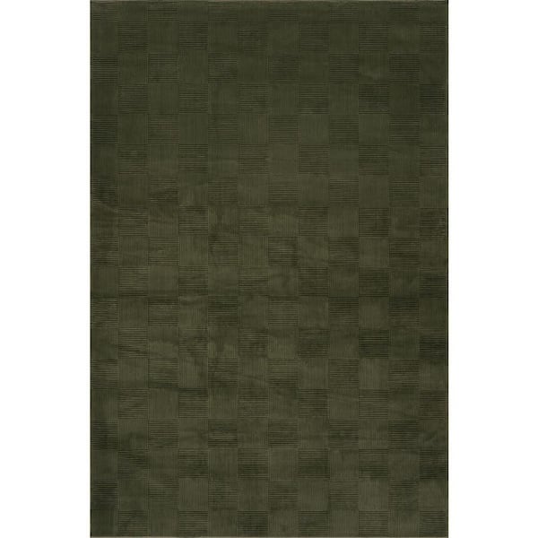 Avenoire Checkered Washable Area Green 9 ft. x 12 ft. Indoor Area Rug
