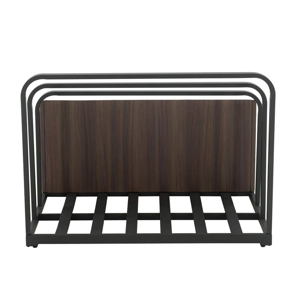 Brown Aluminum Pool Float Storage Basket with Wood Grain Finish