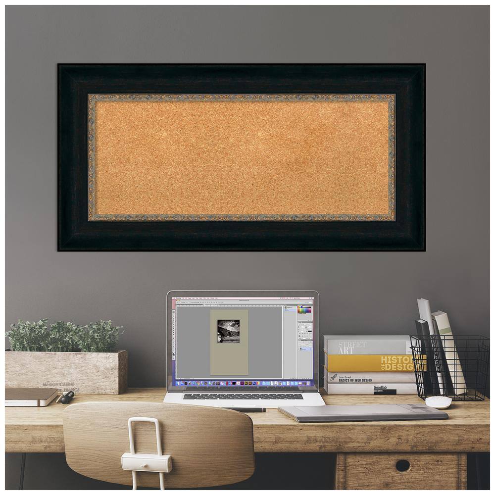 Paragon Bronze Framed Natural Cork Bulletin Board 37" x 19"