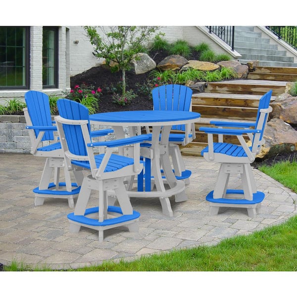 Adirondack Series White 5 Piece Poly Resin Square Counter Height Outdoor Dining Set