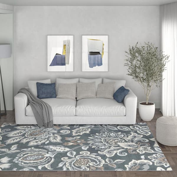 Madison Floral Dark Gray 5 ft. x 7 ft. Indoor Area Rug