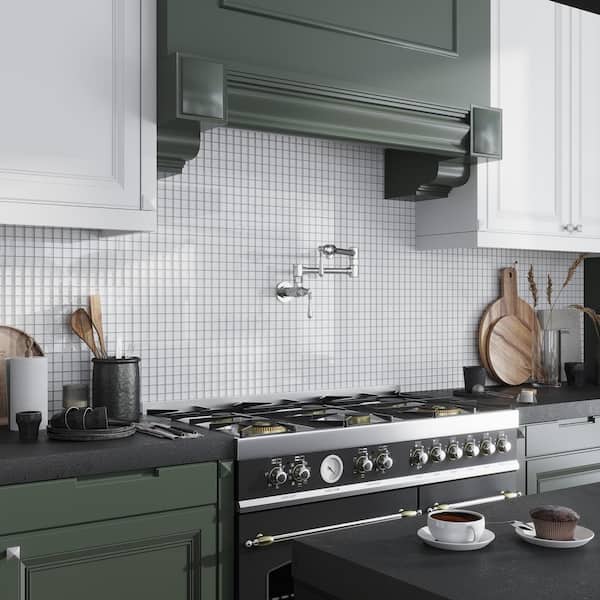 Ice White 11.8 in. x 11.8 in. 1 in. x 1 in. Polished Glass Mosaic Tile (9.67 sq. ft./Case)