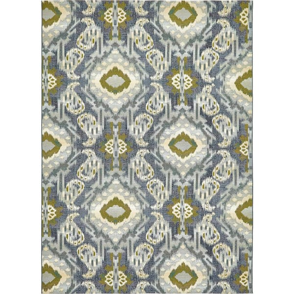 Unique Loom Outdoor Union Blue 8' 0 x 11' 4 Area Rug