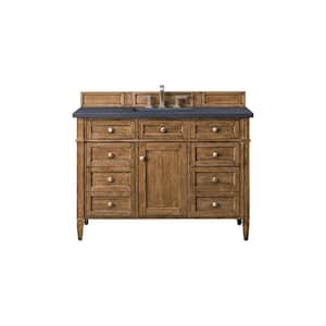 Brittany 48.0 in. W x 23.5 in. D x 34 in. H Bathroom Vanity in Saddle Brown with Charcoal Soapstone Quartz Top