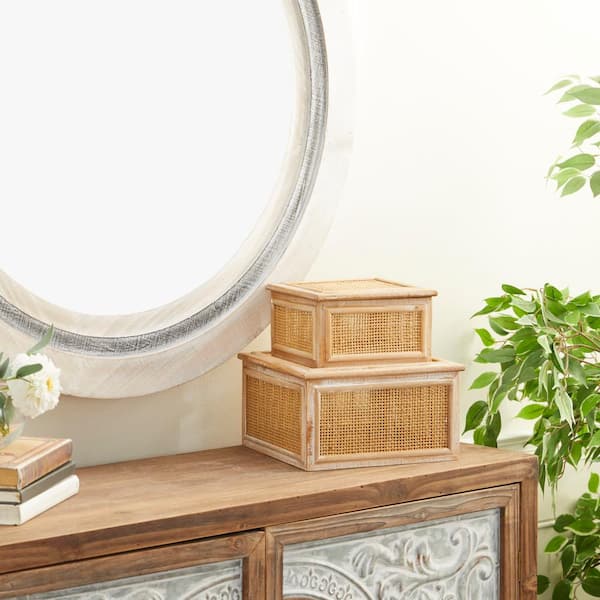 Litton Lane Rectangle Wood Box with Lid (Set of 2)