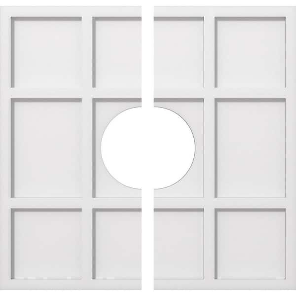 Ekena Millwork 1 in. P X 8-1/4 in. C X 24 in. OD X 7 in. ID Rubik Architectural Grade PVC Contemporary Ceiling Medallion, Two Piece