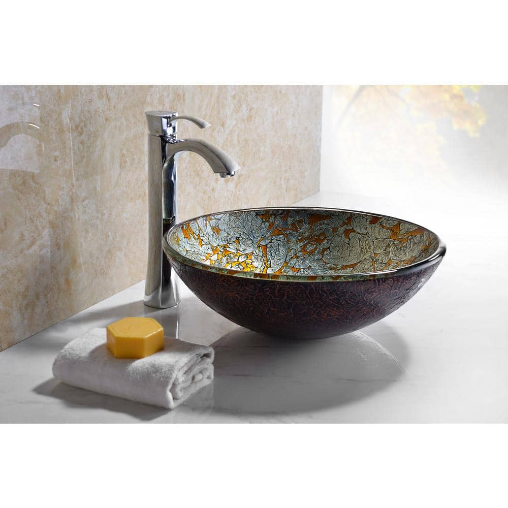 Arctic Blaze Tempered Glass Circular Vessel Sink