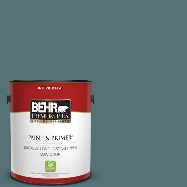BEHR PREMIUM PLUS 1 gal. Home Decorators Collection #HDC-CL-22 Sophisticated Teal Flat Low Odor Interior Paint & Primer