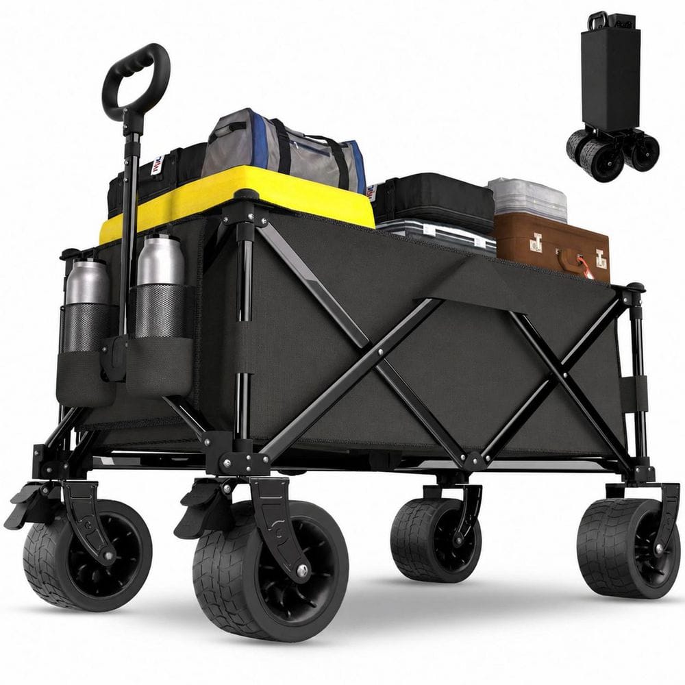 5.65 cu. ft. Steel Frame Oxford Fabric Bin Garden Cart Collapsible Heavy Duty Wagon All-Terrain Wheels Brakes price history on PriceWatchPro