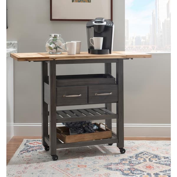 Linon Home Décor Products Grey Acacia Tray Table Set