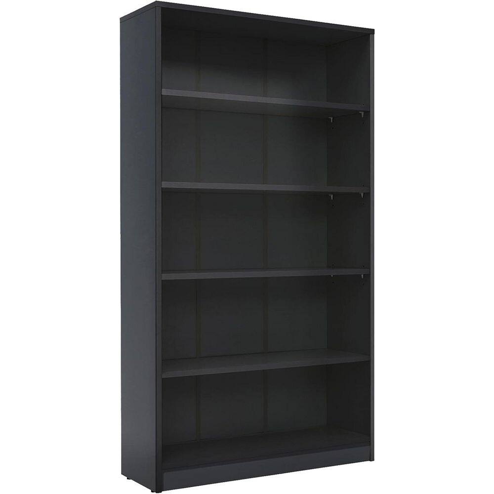 90 in. Tall Wood 5-Shelf Standard Bookcase in Black