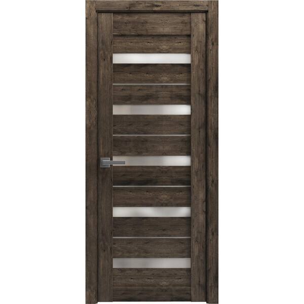 36 in. x 80 in. 1 Panel Cognac Oak Color Finished Solid MDF Sliding Door with Hardware